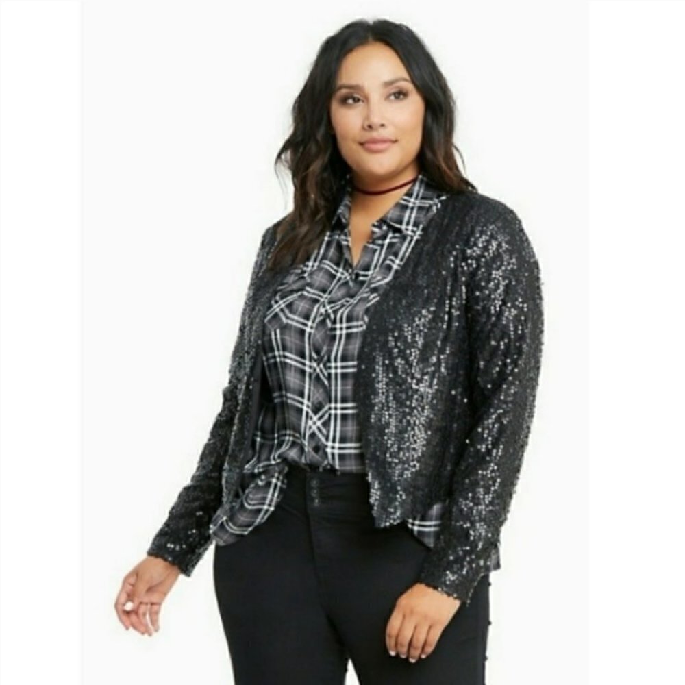 TORRID Drape Front Sequin Blazer/Cardigan Jacket